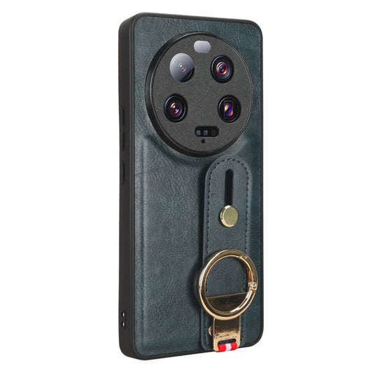 For Xiaomi 13 Ultra Wristband Leather Back Phone Case(Blue) - Xiaomi Cases by buy2fix | Online Shopping UK | buy2fix