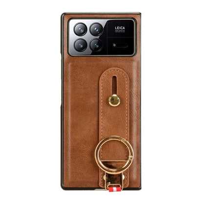 For Xiaomi Mix Fold 3 Wristband Leather Back Phone Case(Brown) - Xiaomi Cases by buy2fix | Online Shopping UK | buy2fix