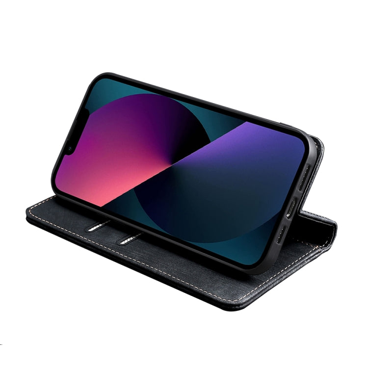 For Infinix Smart 7 RFID Anti-theft Brush Magnetic Leather Phone Case(Black) - Infinix Cases by buy2fix | Online Shopping UK | buy2fix