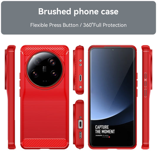 For Xiaomi 13 Ultra Carbon Fiber Brushed Texture TPU Case(Red) - Xiaomi Cases by buy2fix | Online Shopping UK | buy2fix