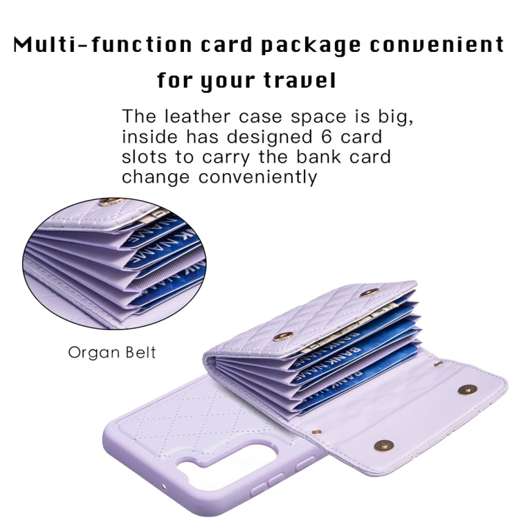 For Samsung Galaxy S23+ 5G Horizontal Wallet Rhombic Leather Phone Case(Purple) - Galaxy S23+ 5G Cases by buy2fix | Online Shopping UK | buy2fix