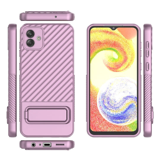 For Samsung Galaxy A04 4G Wavy Texture TPU Phone Case with Lens Film(Purple) by buy2fix