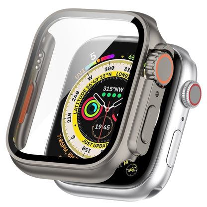 For Apple Watch Series 9 / 8 / 7 45mm Tempered Film + PC Integrated Watch Protective Case(Titanium Steel) - Watch Cases by buy2fix | Online Shopping UK | buy2fix