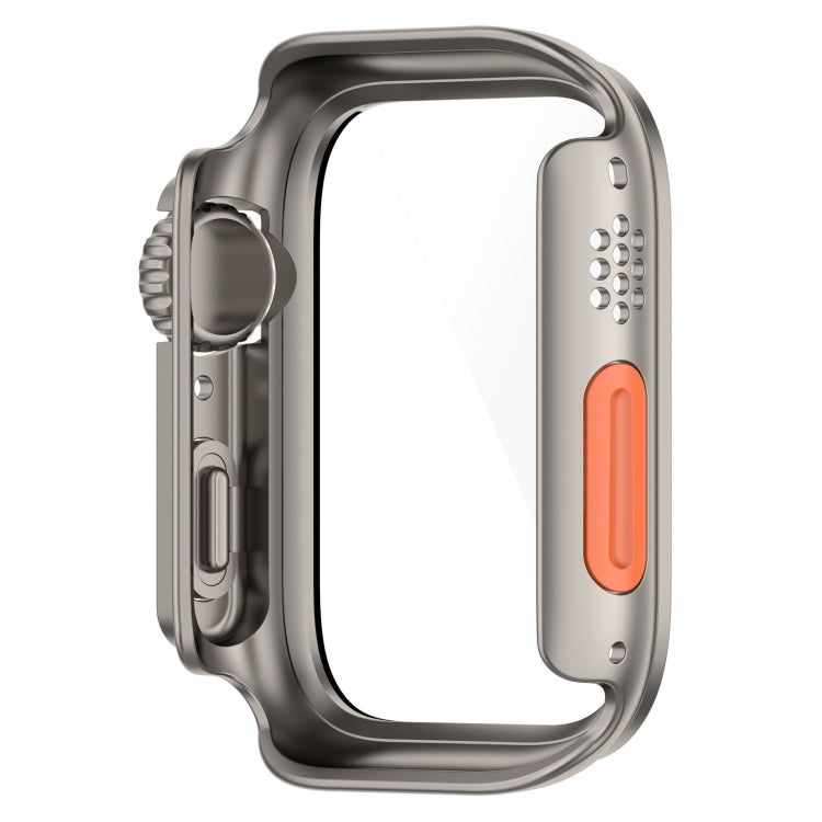 For Apple Watch Series 9 / 8 / 7 45mm Tempered Film + PC Integrated Watch Protective Case(Titanium Steel) - Watch Cases by buy2fix | Online Shopping UK | buy2fix