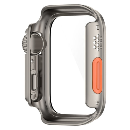 For Apple Watch Series 9 / 8 / 7 45mm Tempered Film + PC Integrated Watch Protective Case(Titanium Steel) - Watch Cases by buy2fix | Online Shopping UK | buy2fix