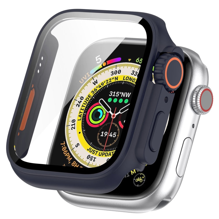 For Apple Watch Series 9 / 8 / 7 45mm Tempered Film + PC Integrated Watch Protective Case(Midnight Blue) by buy2fix