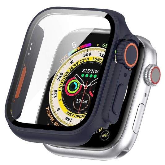 For Apple Watch Series 9 / 8 / 7 45mm Tempered Film + PC Integrated Watch Protective Case(Midnight Blue) by buy2fix