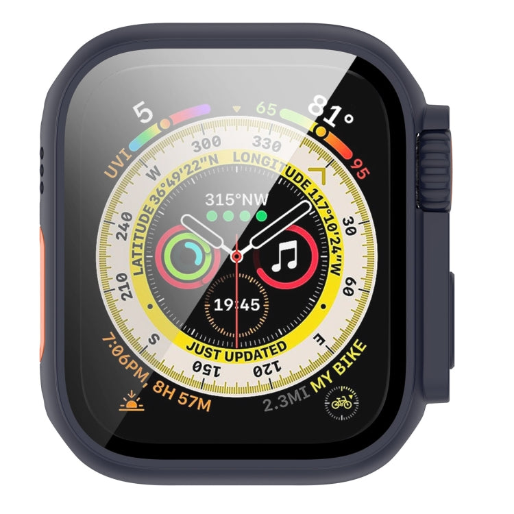 For Apple Watch Series 9 / 8 / 7 45mm Tempered Film + PC Integrated Watch Protective Case(Midnight Blue) by buy2fix
