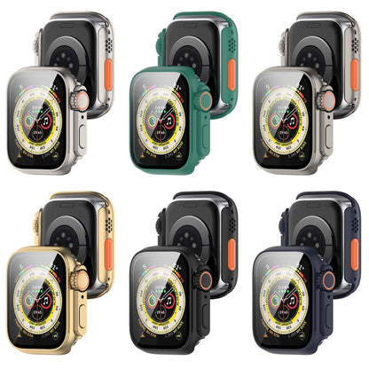 For Apple Watch Series 9 / 8 / 7 45mm Tempered Film + PC Integrated Watch Protective Case(Titanium Steel) - Watch Cases by buy2fix | Online Shopping UK | buy2fix