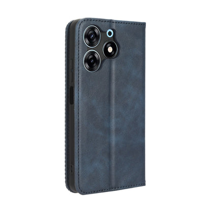 For Tecno Spark 10 Pro / K17 Magnetic Buckle Retro Texture Leather Phone Case(Blue) by buy2fix