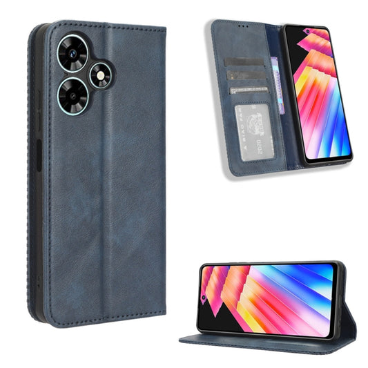 For Infinix Hot 30 Play Magnetic Buckle Retro Texture Leather Phone Case(Blue) - Infinix Cases by buy2fix | Online Shopping UK | buy2fix
