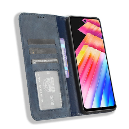 For Infinix Hot 30 Play Magnetic Buckle Retro Texture Leather Phone Case(Blue) - Infinix Cases by buy2fix | Online Shopping UK | buy2fix