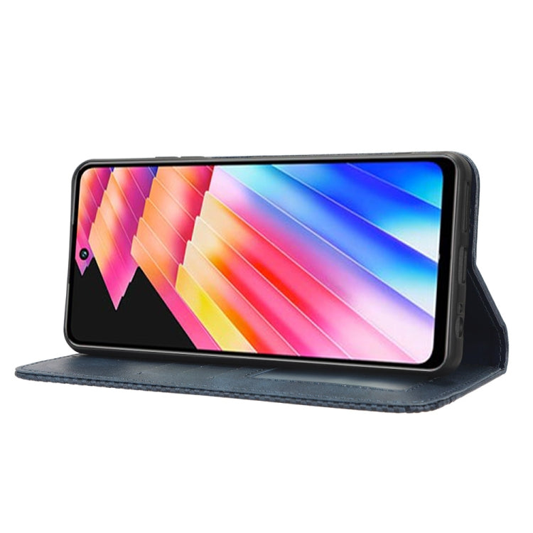 For Infinix Hot 30 Play Magnetic Buckle Retro Texture Leather Phone Case(Blue) - Infinix Cases by buy2fix | Online Shopping UK | buy2fix