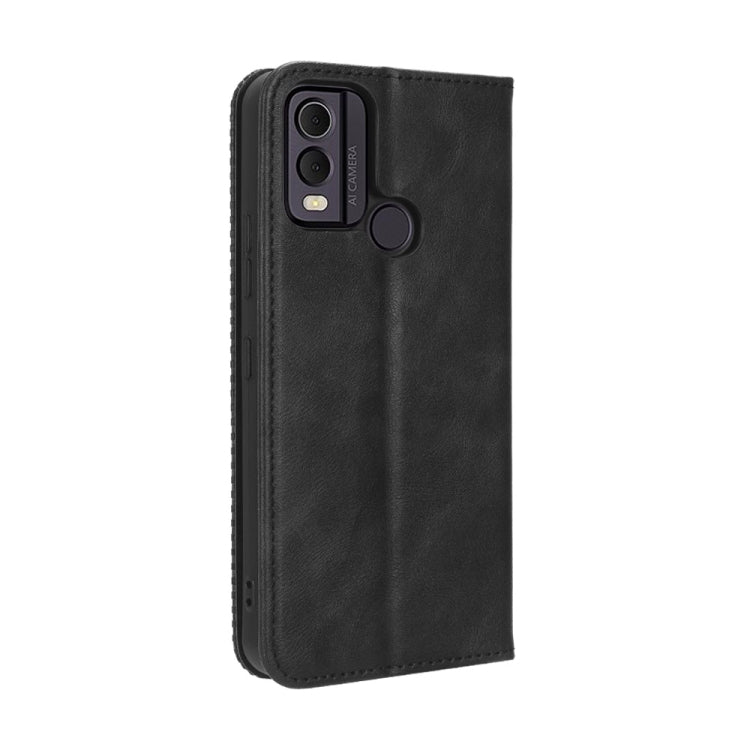 For Nokia C22 Magnetic Buckle Retro Texture Leather Phone Case(Black) by buy2fix