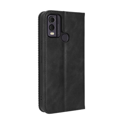For Nokia C22 Magnetic Buckle Retro Texture Leather Phone Case(Black) by buy2fix
