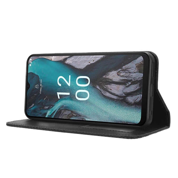 For Nokia C22 Magnetic Buckle Retro Texture Leather Phone Case(Black) by buy2fix