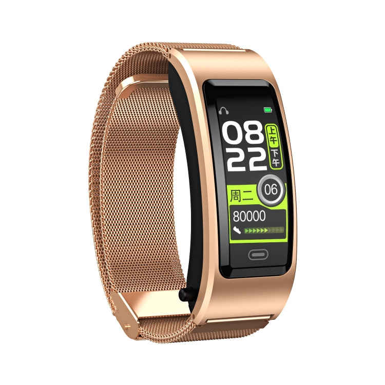 B7 Bluetooth Earphone Smart Bracelet, Support Sleep Monitoring / Blood Oxygen Monitoring / Heart Rate Monitoring(Gold + Gold Steel Chain) by buy2fix