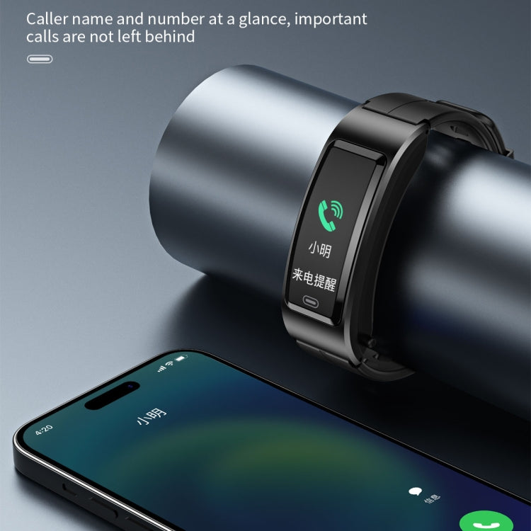 B7 Bluetooth Earphone Smart Bracelet, Support Sleep Monitoring / Blood Oxygen Monitoring / Heart Rate Monitoring(Black + Black Leather Belt) by buy2fix