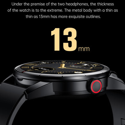 R6 1.32 inch Round Screen 2 in 1 Bluetooth Earphone Smart Watch, Support Bluetooth Call / Health Monitoring(Black Leather Strap) by buy2fix