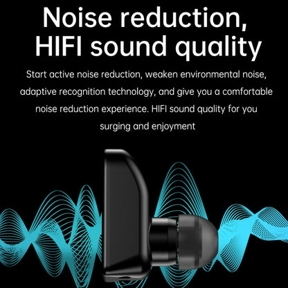 R6 1.32 inch Round Screen 2 in 1 Bluetooth Earphone Smart Watch, Support Bluetooth Call / Health Monitoring(Black Leather Strap) by buy2fix