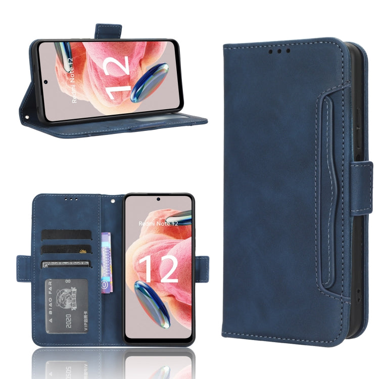 For Xiaomi Redmi Note 12 4G Global Skin Feel Calf Texture Card Slots Leather Phone Case(Blue) by buy2fix