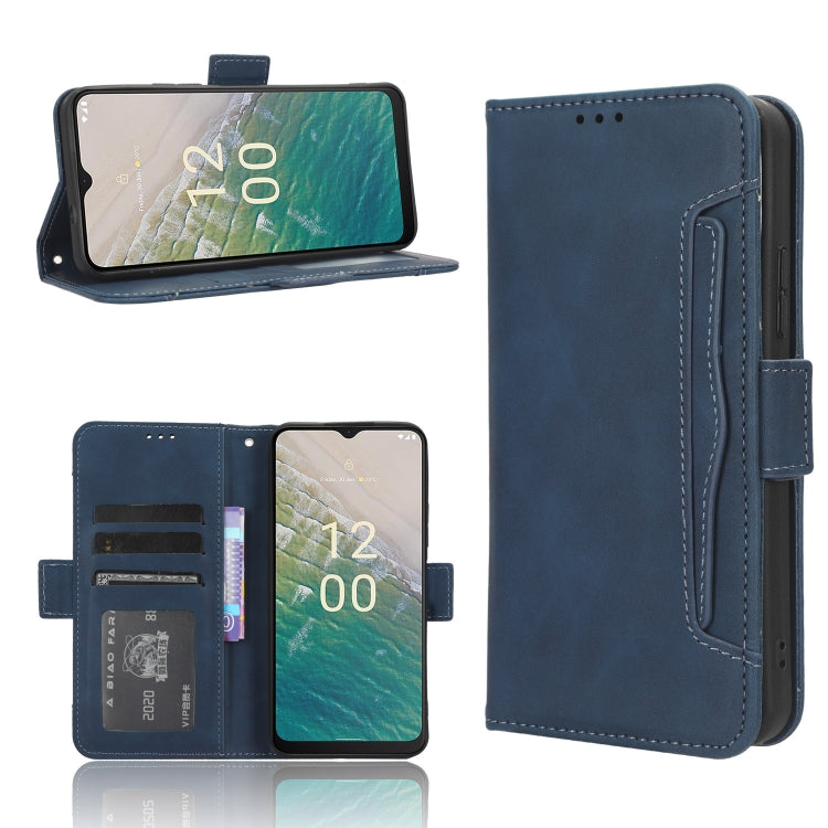 For Nokia C32 4G Skin Feel Calf Texture Card Slots Leather Phone Case(Blue) by buy2fix