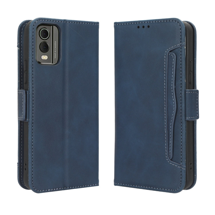 For Nokia C32 4G Skin Feel Calf Texture Card Slots Leather Phone Case(Blue) by buy2fix