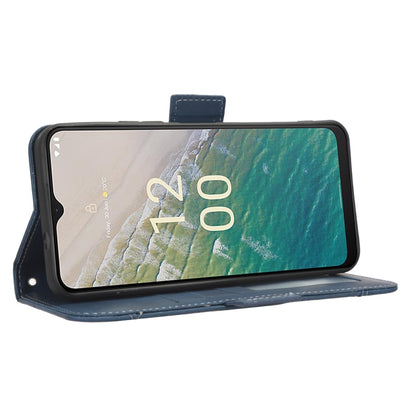 For Nokia C32 4G Skin Feel Calf Texture Card Slots Leather Phone Case(Blue) by buy2fix