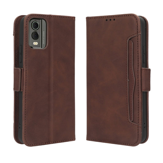 For Nokia C32 4G Skin Feel Calf Texture Card Slots Leather Phone Case(Brown) by buy2fix