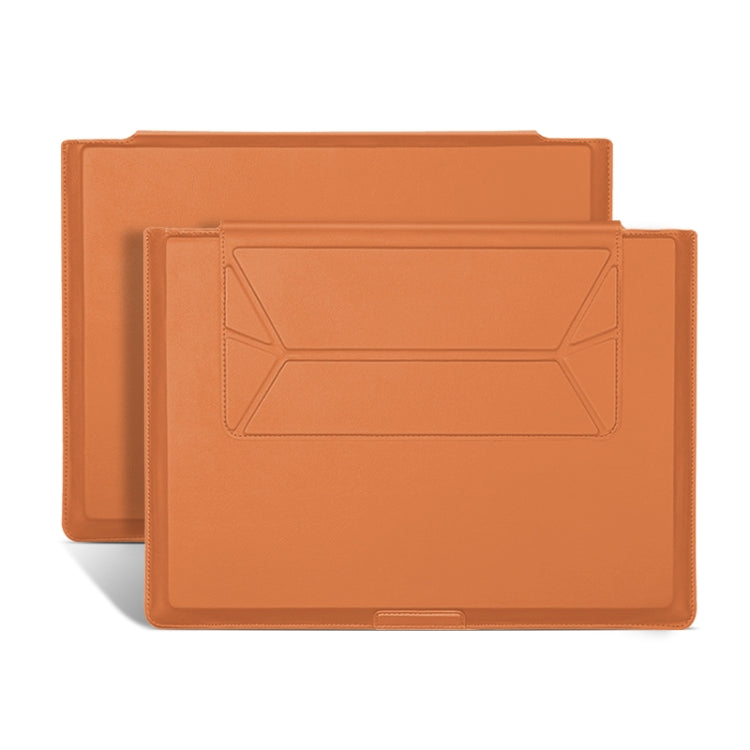 13-14 inch Universal Laptop Magnetic Holder Stitching Inner Bag(Brown) by buy2fix