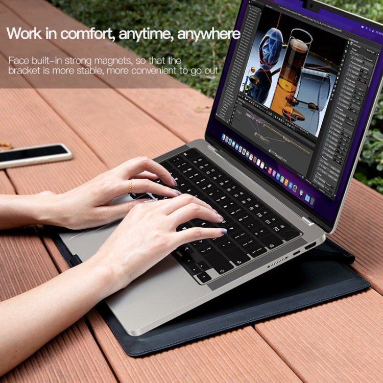 15-16 inch Universal Laptop Magnetic Holder Stitching Inner Bag(Brown) by buy2fix