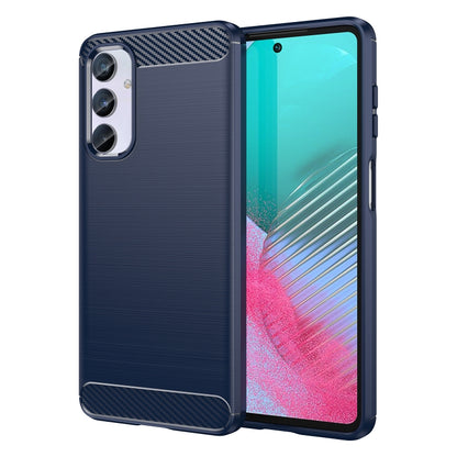 For Samsung Galaxy M54 5G Carbon Fiber Brushed Texture TPU Phone Case(Blue) by buy2fix