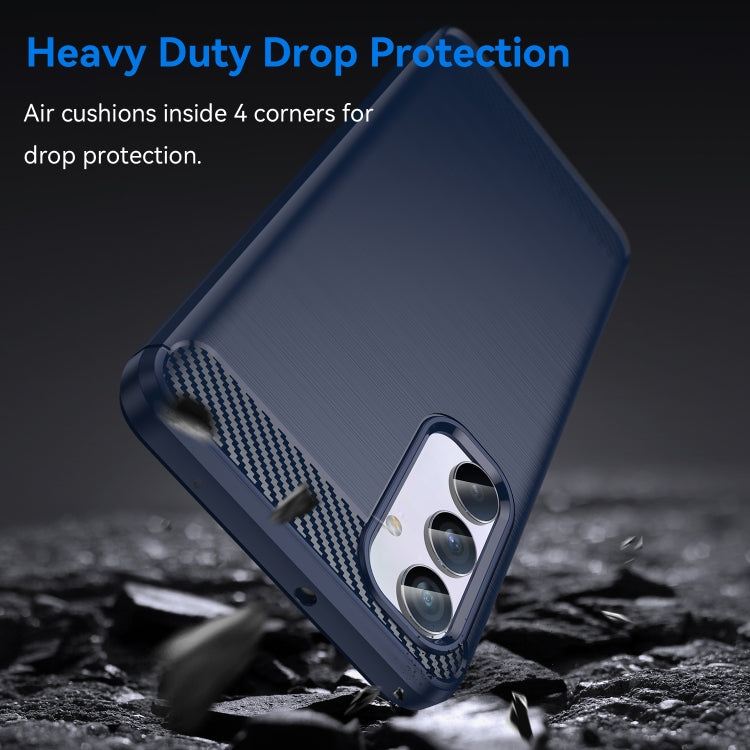 For Samsung Galaxy M54 5G Carbon Fiber Brushed Texture TPU Phone Case(Blue) by buy2fix
