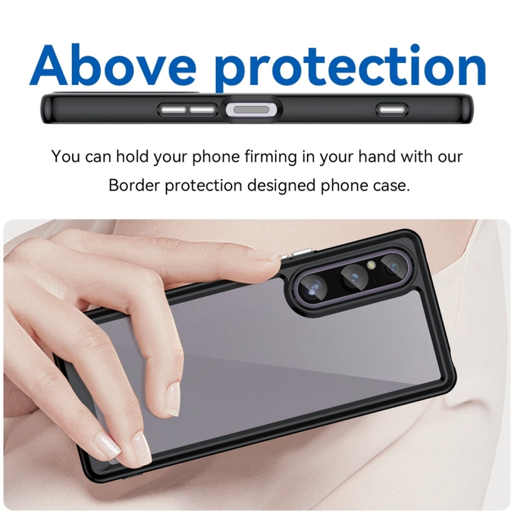 For Sony Xperia 1 V Colorful Series Acrylic + TPU Phone Case(Black) by buy2fix