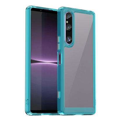 For Sony Xperia 1 V Colorful Series Acrylic + TPU Phone Case(Transparent Blue) by buy2fix
