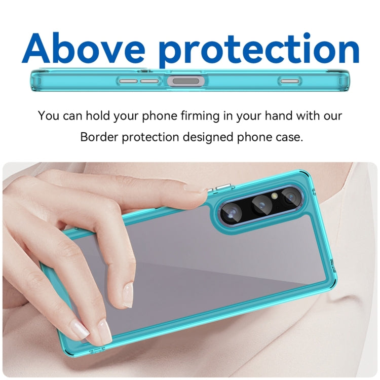 For Sony Xperia 1 V Colorful Series Acrylic + TPU Phone Case(Transparent Blue) by buy2fix