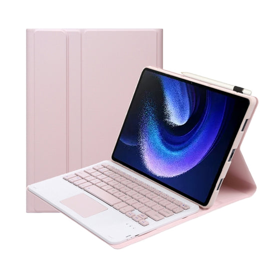For Xiaomi Pad 6 / Pad 6 Pro A0N7-A Lambskin Texture Ultra-thin Bluetooth Keyboard Leather Case with Touchpad(Pink) - Xiaomi Keyboard by buy2fix | Online Shopping UK | buy2fix