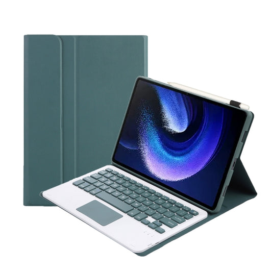 For Xiaomi Pad 6 / Pad 6 Pro A0N7-A Lambskin Texture Ultra-thin Bluetooth Keyboard Leather Case with Touchpad(Dark Green) - Xiaomi Keyboard by buy2fix | Online Shopping UK | buy2fix