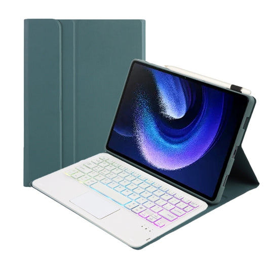 For Xiaomi Pad 6 / Pad 6 Pro A0N7-AS Lambskin Texture Ultra-thin Backlight Bluetooth Keyboard Leather Case with Touchpad(Dark Green) - Xiaomi Keyboard by buy2fix | Online Shopping UK | buy2fix