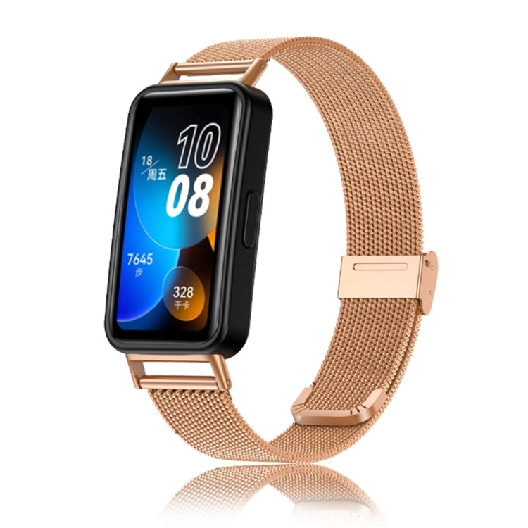 For Huawei Band 8 16mm Milan Stainless Steel Metal Mesh Watch Band(Rose Gold) by buy2fix