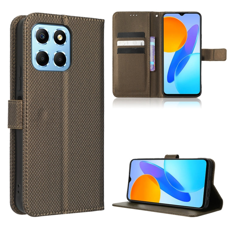 For Honor 70 Lite / X6 4G Diamond Texture Leather Phone Case(Brown) - Honor Cases by buy2fix | Online Shopping UK | buy2fix