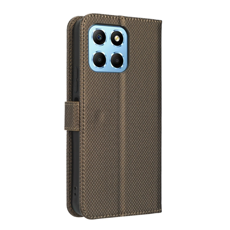 For Honor 70 Lite / X6 4G Diamond Texture Leather Phone Case(Brown) - Honor Cases by buy2fix | Online Shopping UK | buy2fix
