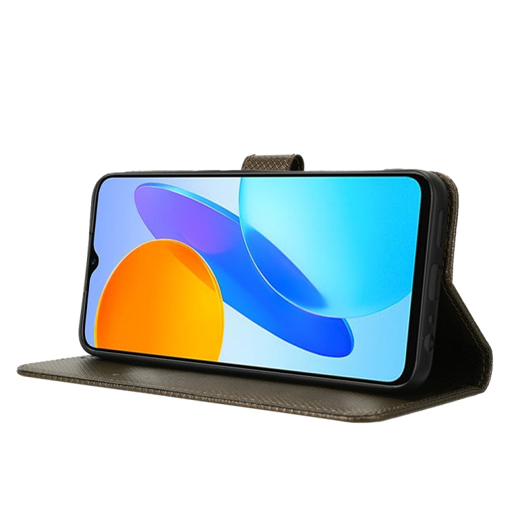 For Honor 70 Lite / X6 4G Diamond Texture Leather Phone Case(Brown) - Honor Cases by buy2fix | Online Shopping UK | buy2fix