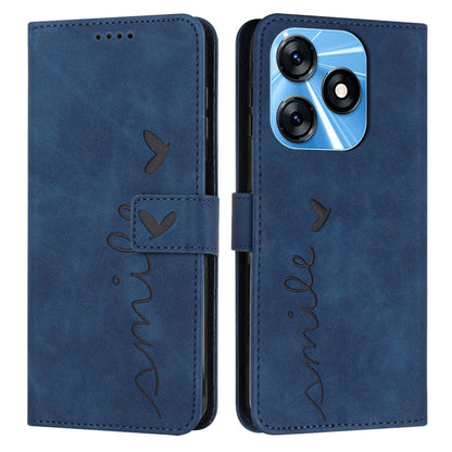For Tecno Spark 10C Skin Feel Heart Pattern Leather Phone Case(Blue) by buy2fix