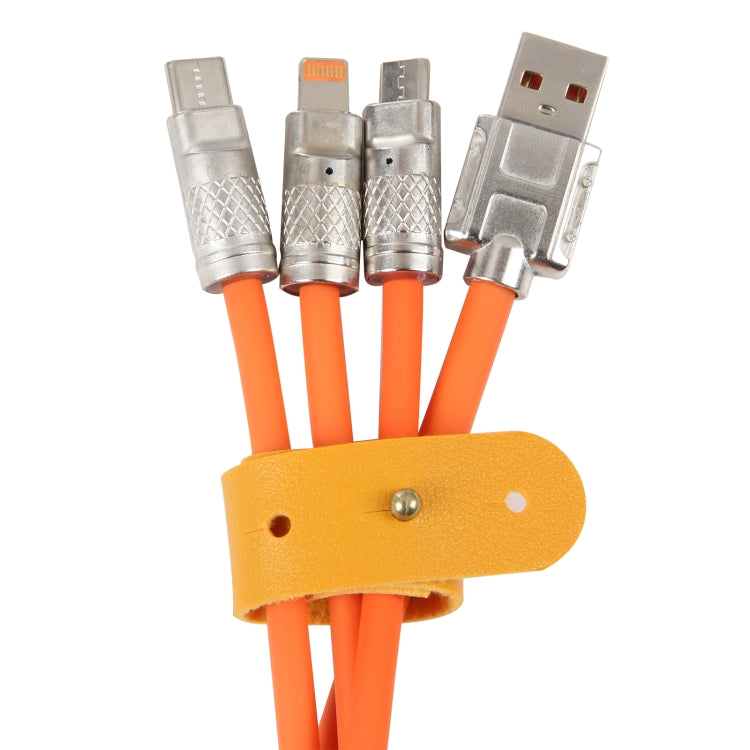 Mech Series 6A 120W 3 in 1 Metal Plug Silicone Fast Charging Data Cable, Length: 1.2m(Orange) by buy2fix