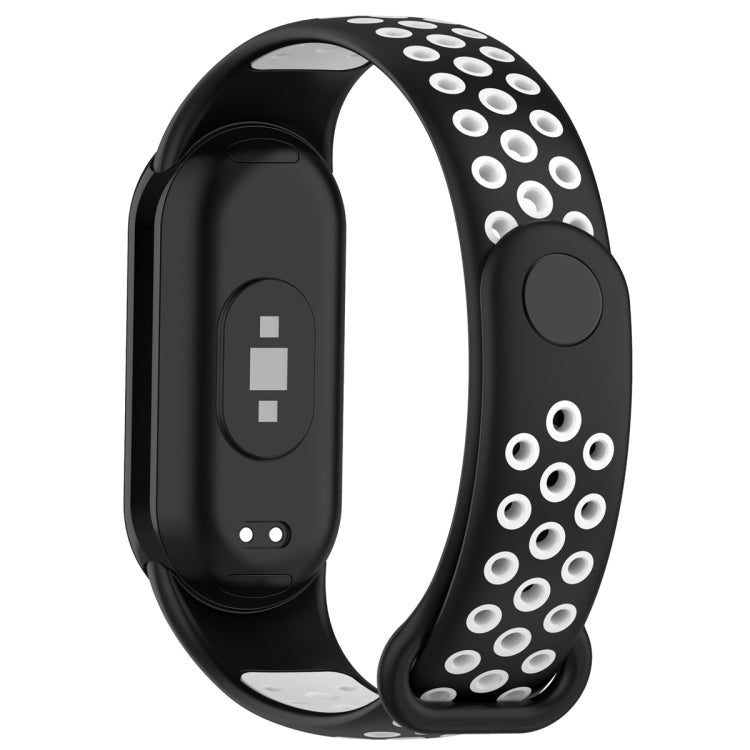 For Xiaomi Mi Band 8 Sports Two Color Silicone Watch Band(Black White) - Watch Bands by buy2fix | Online Shopping UK | buy2fix