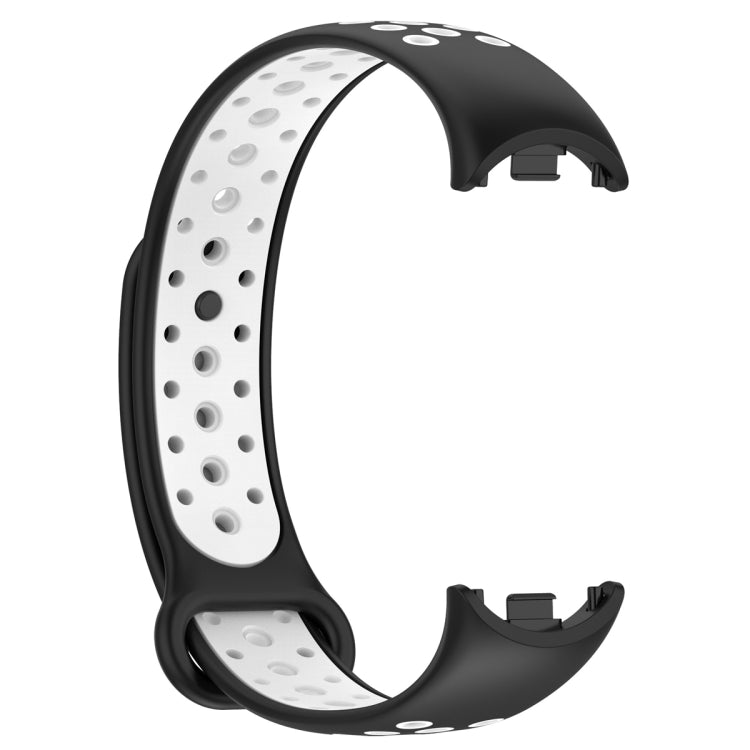 For Xiaomi Mi Band 8 Sports Two Color Silicone Watch Band(Black White) - Watch Bands by buy2fix | Online Shopping UK | buy2fix