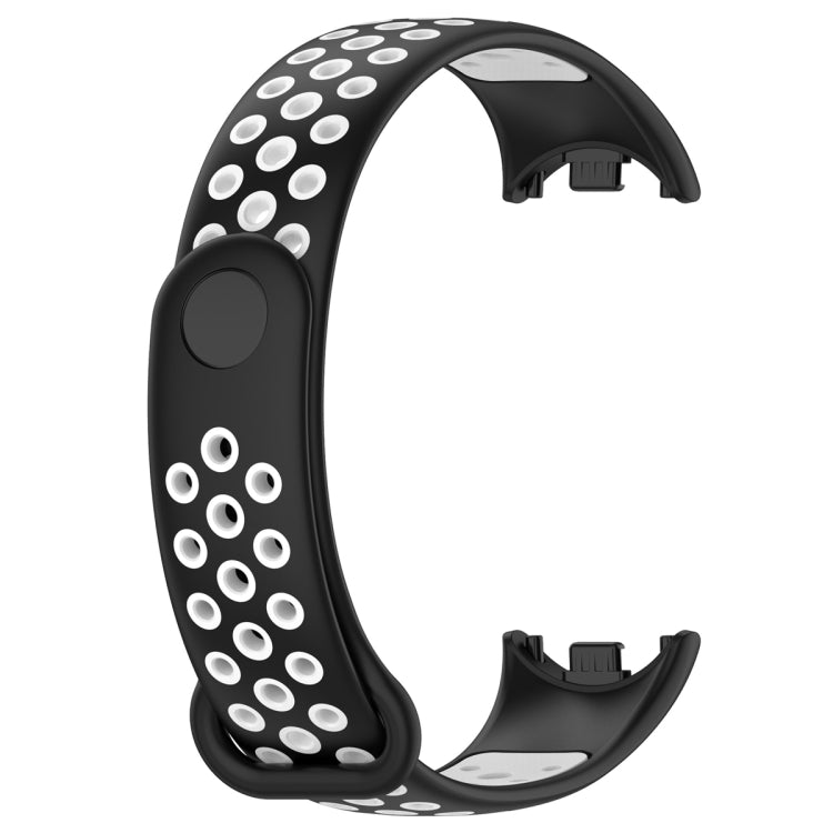 For Xiaomi Mi Band 8 Sports Two Color Silicone Watch Band(Black White) - Watch Bands by buy2fix | Online Shopping UK | buy2fix