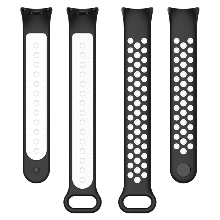 For Xiaomi Mi Band 8 Sports Two Color Silicone Watch Band(Black White) - Watch Bands by buy2fix | Online Shopping UK | buy2fix