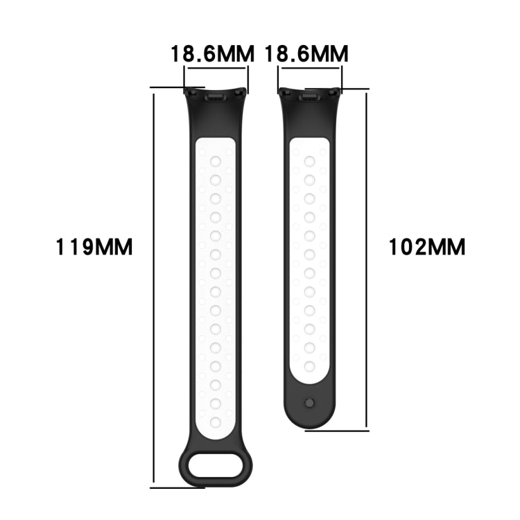 For Xiaomi Mi Band 8 Sports Two Color Silicone Watch Band(Black White) - Watch Bands by buy2fix | Online Shopping UK | buy2fix